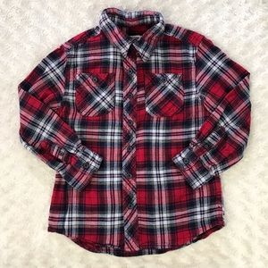 Cherokee Red Plaid Button Down Shirt Small 6/7